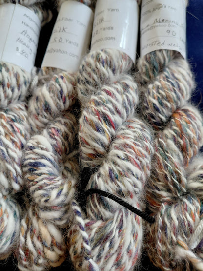 Handspun Hand dyed Angora & Merino/ Silk  Yarn worsted