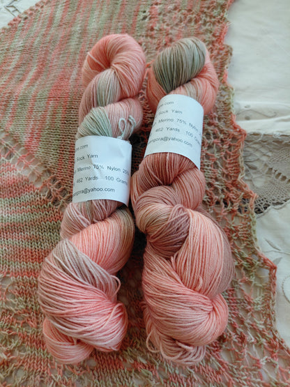 Desert Bloom colorway Hand-Dyed Fingering Weight Yarn - 75% Superwash Merino 25% Nylon