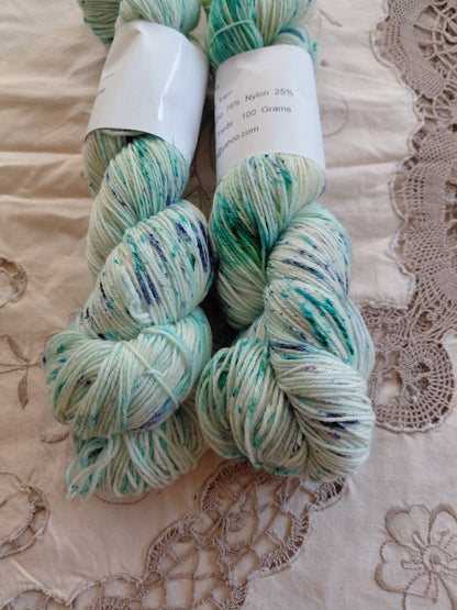 Spring Meadows Hand Dyed Speckled SW  75/25 Merino Nylon Yarn