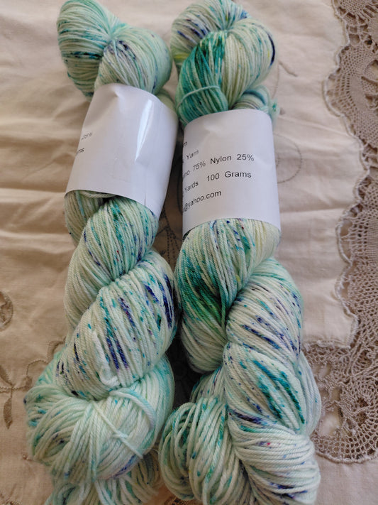 Spring Meadows Hand Dyed Speckled SW  75/25 Merino Nylon Yarn