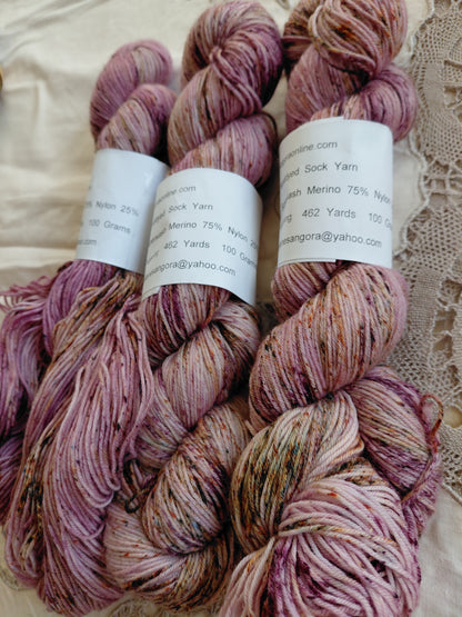 Hand Dyed Merino Nylon Sock Yarn - Spiced Wine Colorway, Fingering Weight