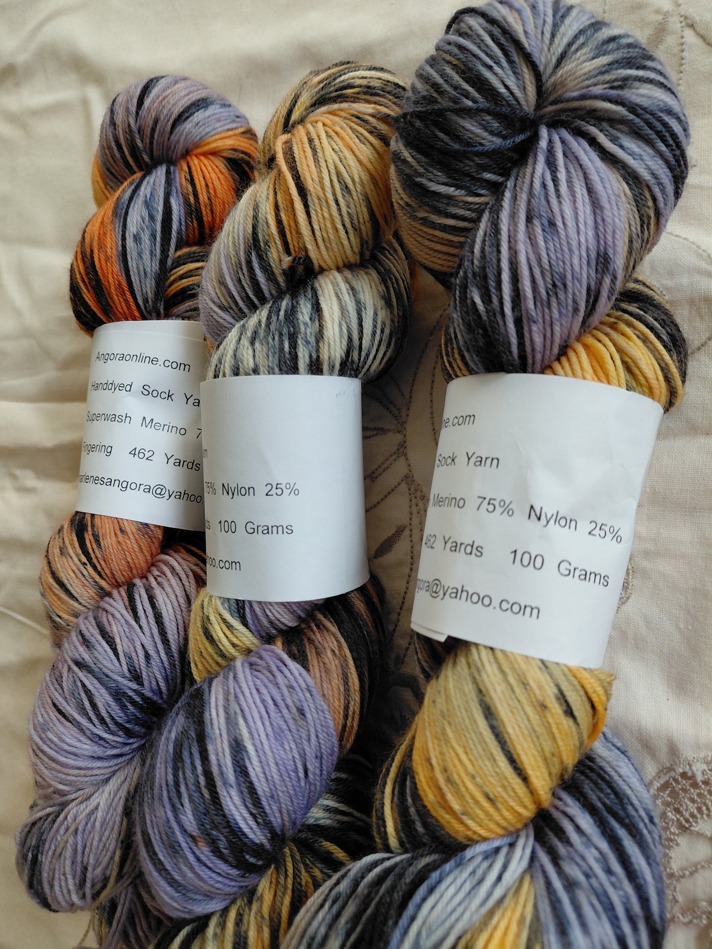 Hand dyed Variegated Merino Nylon Yarn, Fingering Wt. Yarn