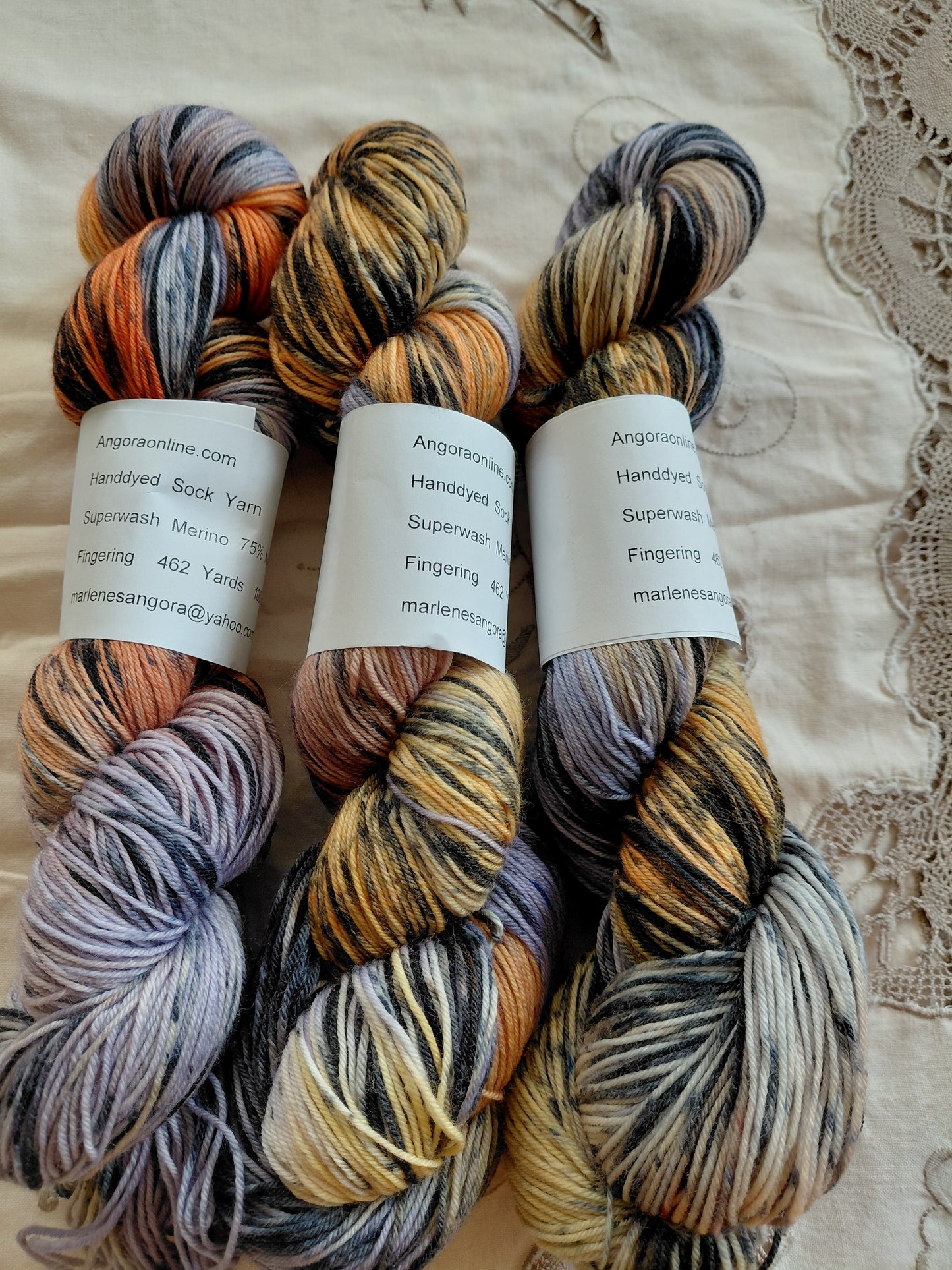 Hand dyed Variegated Merino Nylon Yarn, Fingering Wt. Yarn