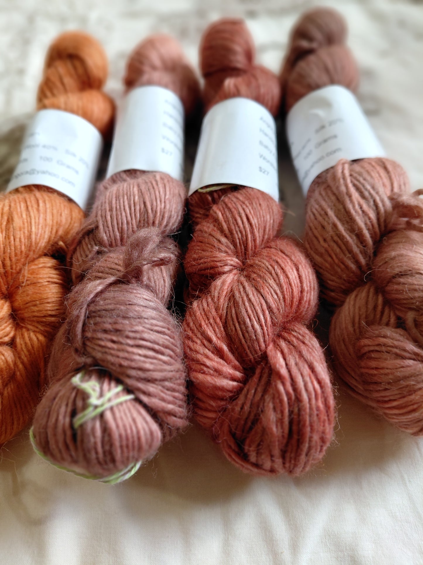 Hand-Dyed Baby Alpaca Wool Silk Yarn - Worsted Weight, 252 Yards - Warm Earth Tones