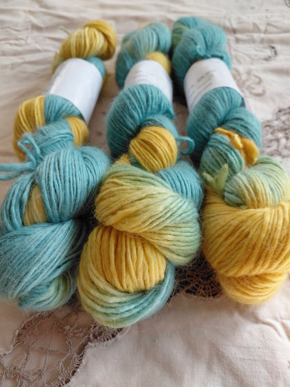 Hand Dyed Baby Alpaca Wool Silk Yarn - Worsted Weight - 252 Yards