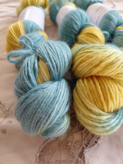Hand Dyed Baby Alpaca Wool Silk Yarn - Worsted Weight - 252 Yards