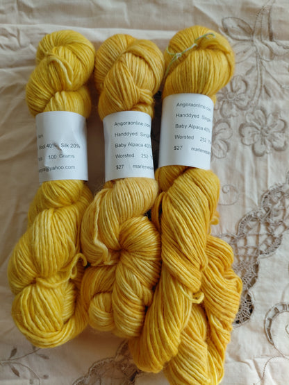 Hand-Dyed Baby Alpaca Wool Silk Yarn – Worsted Weight