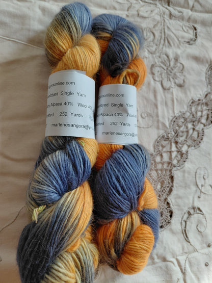 Hand-Dyed Baby Alpaca Wool Silk Yarn – Worsted Weight