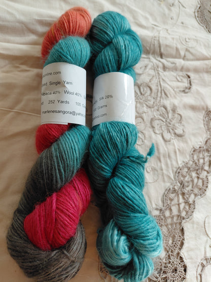 Hand-Dyed Baby Alpaca Wool Silk Yarn – Worsted Weight