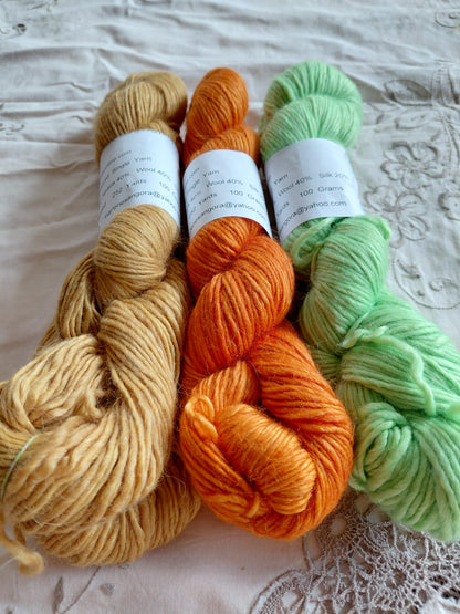 Trio of color - Hand-Dyed Baby Alpaca Wool Silk Yarn – Worsted Weight
