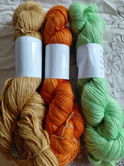 Trio of color - Hand-Dyed Baby Alpaca Wool Silk Yarn – Worsted Weight