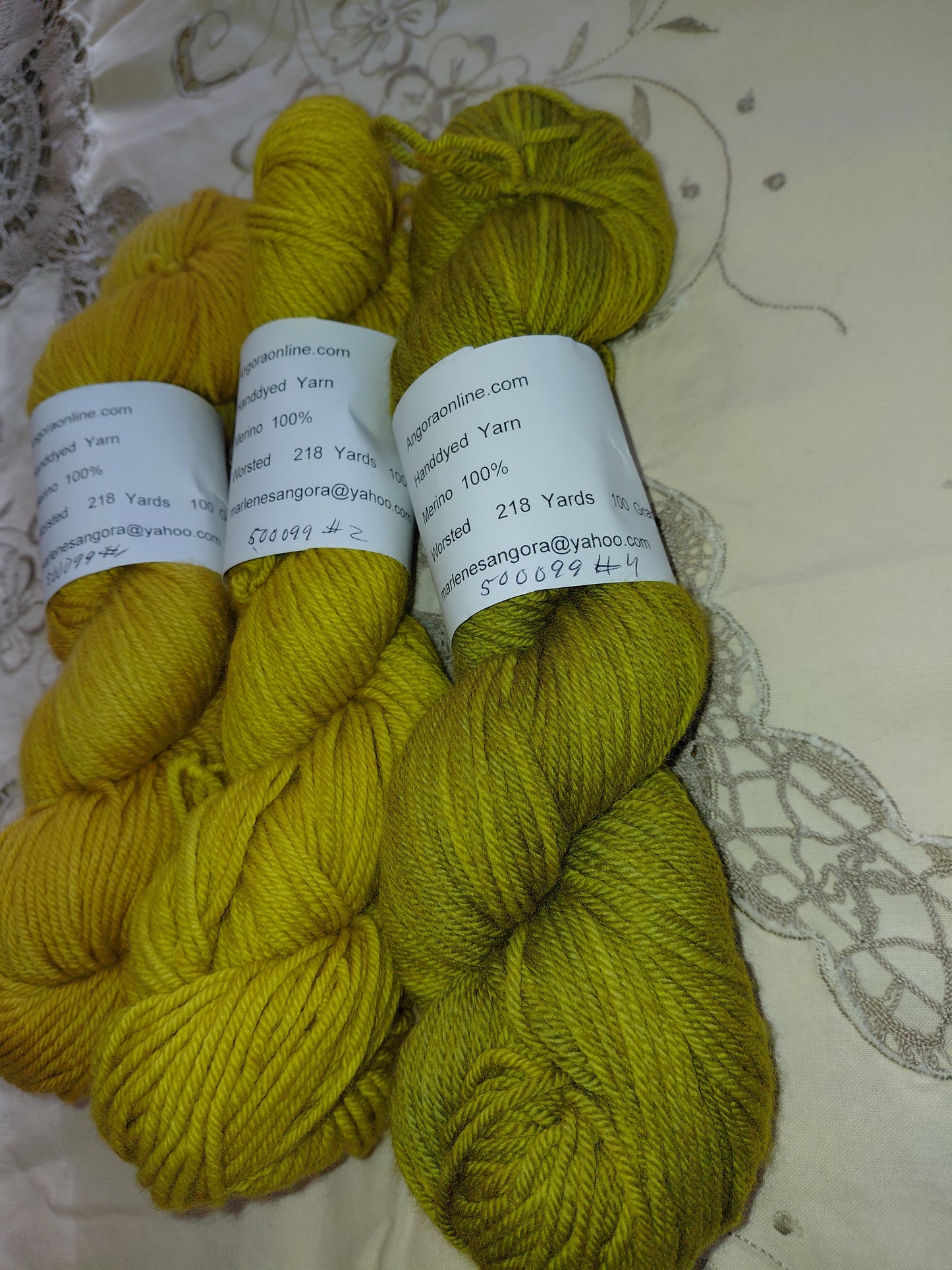 Hand Dyed Merino Yarn, Worsted Weight, Gold & Mustard, 218 yd