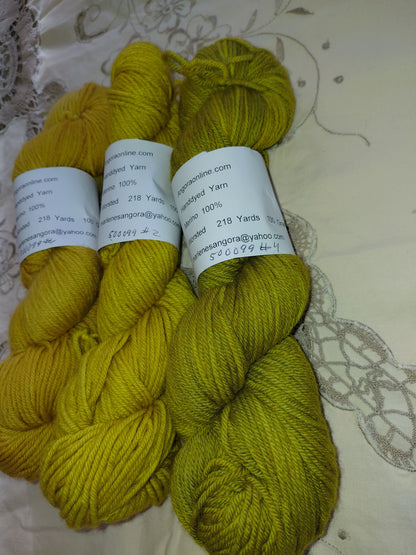 Hand Dyed Merino Yarn, Worsted Weight, Gold & Mustard, 218 yd