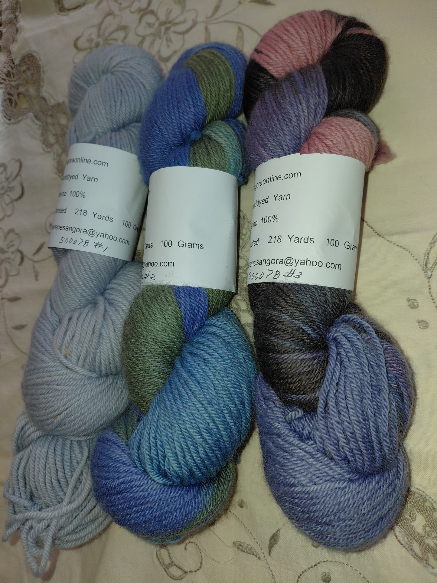 Hand Dyed Merino Yarn, Worsted, 218 yd.