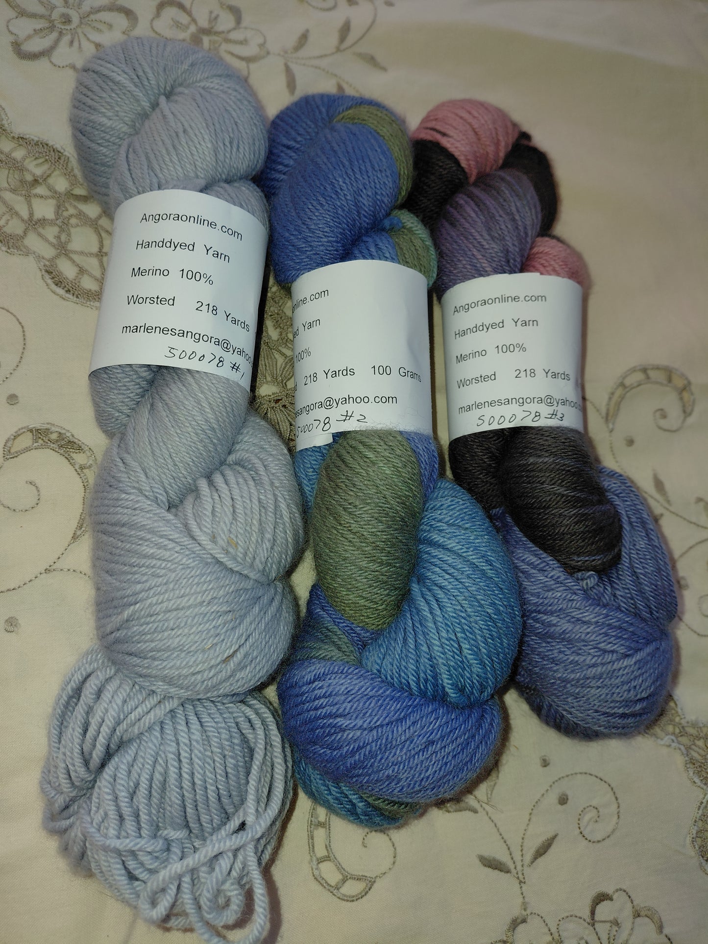 Hand Dyed Merino Yarn, Worsted, 218 yd.