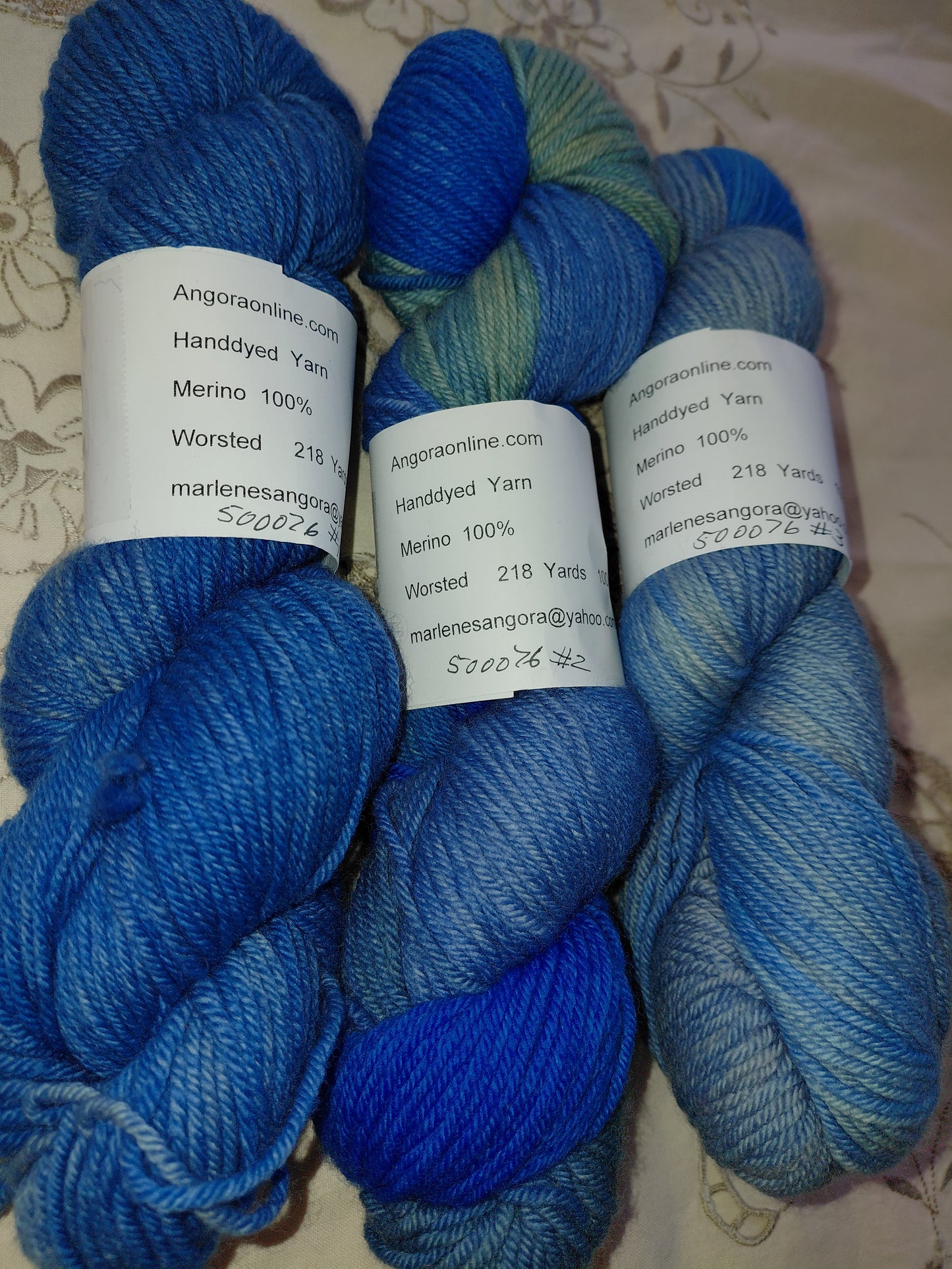 Hand Dyed Blue Merino Yarn - Worsted Weight, 218 Yards