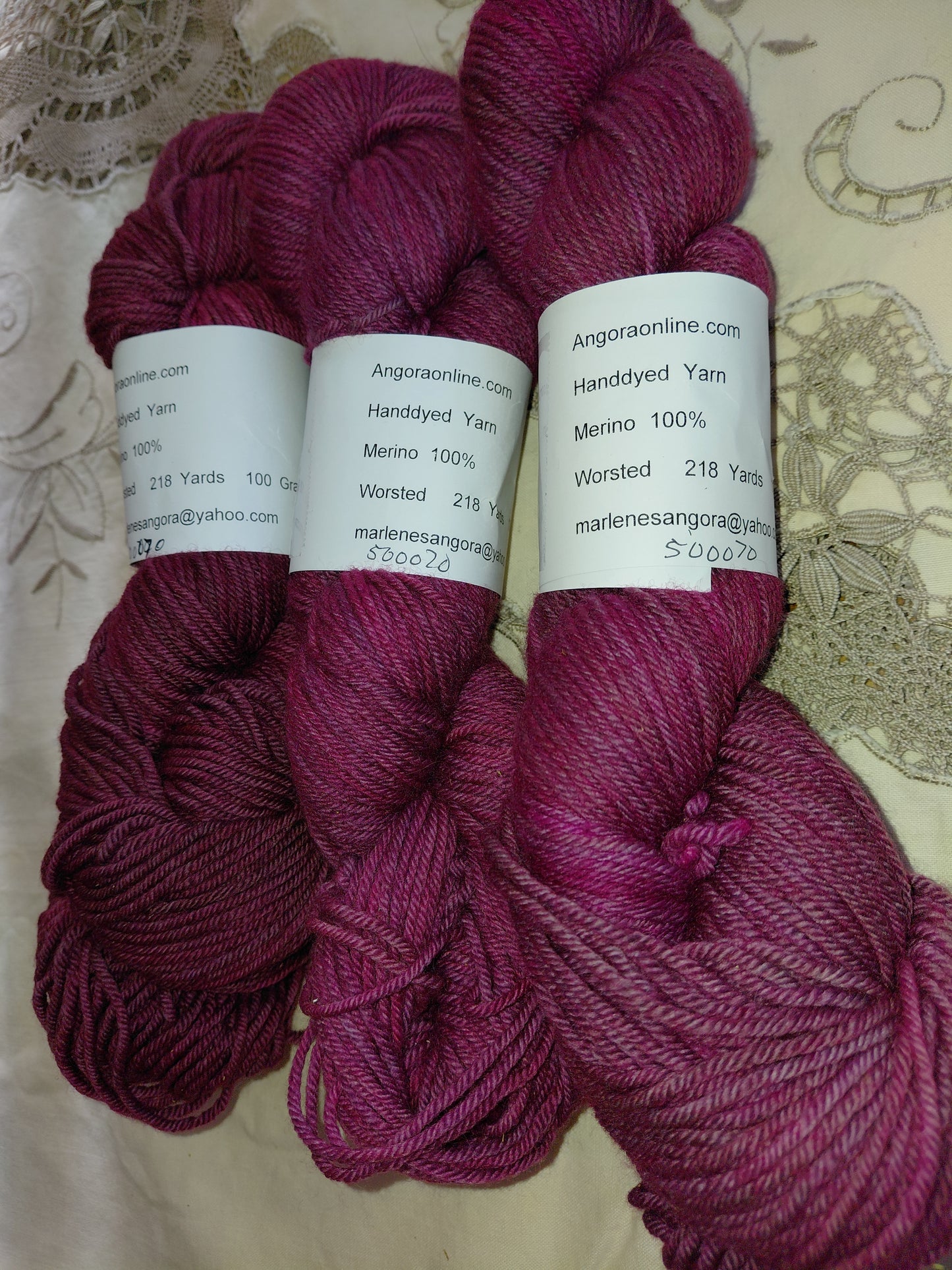Hand-Dyed Burgundy Merino Worsted Yarn - 100% Merino Wool
