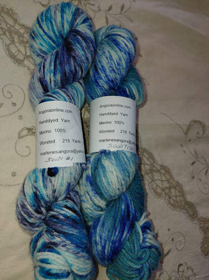 Hand Dyed Merino Yarn, Worsted Weight, 218 yd. Ready to Ship