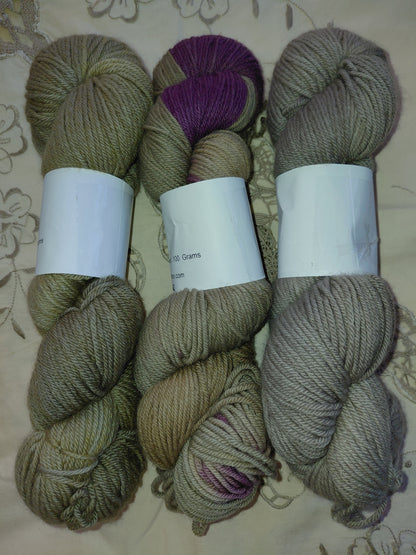 Hand Dyed SW Merino Yarn, Worsted Earthy shades
