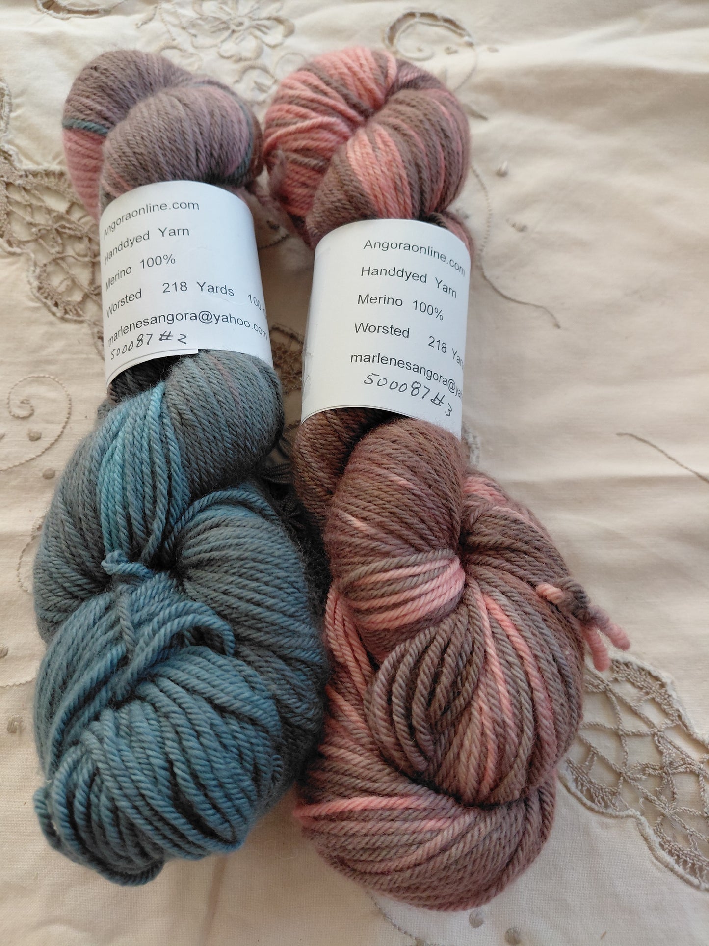 Hand Dyed SW Merino Yarn, Worsted, 218 yd.