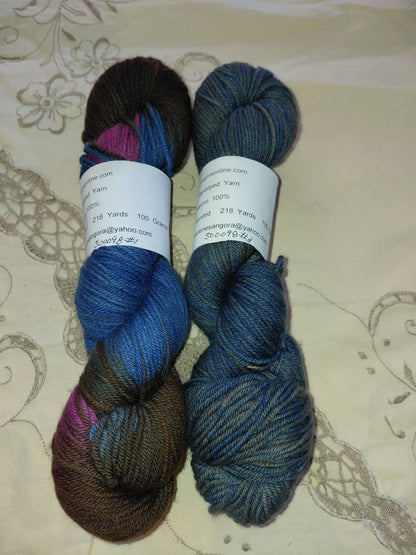 Hand Dyed Merino Yarn, Worsted, 218 yd.