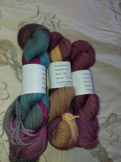 Hand Dyed 100% Merino Yarn, Worsted Weight
