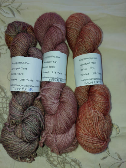 Hand Dyed Terracotta Clay Merino Yarn, Worsted Weight