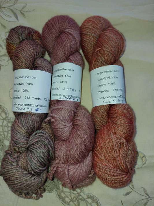 Hand Dyed Terracotta Clay Merino Yarn, Worsted Weight
