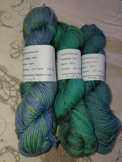 Hand Dyed Merino Yarn, Worsted Weight