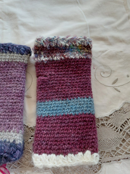 Handcrafted Angora & Wool Blend Fingerless Gloves, Texting Mittens