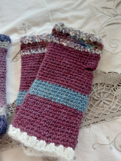 Handcrafted Angora & Wool Blend Fingerless Gloves, Texting Mittens