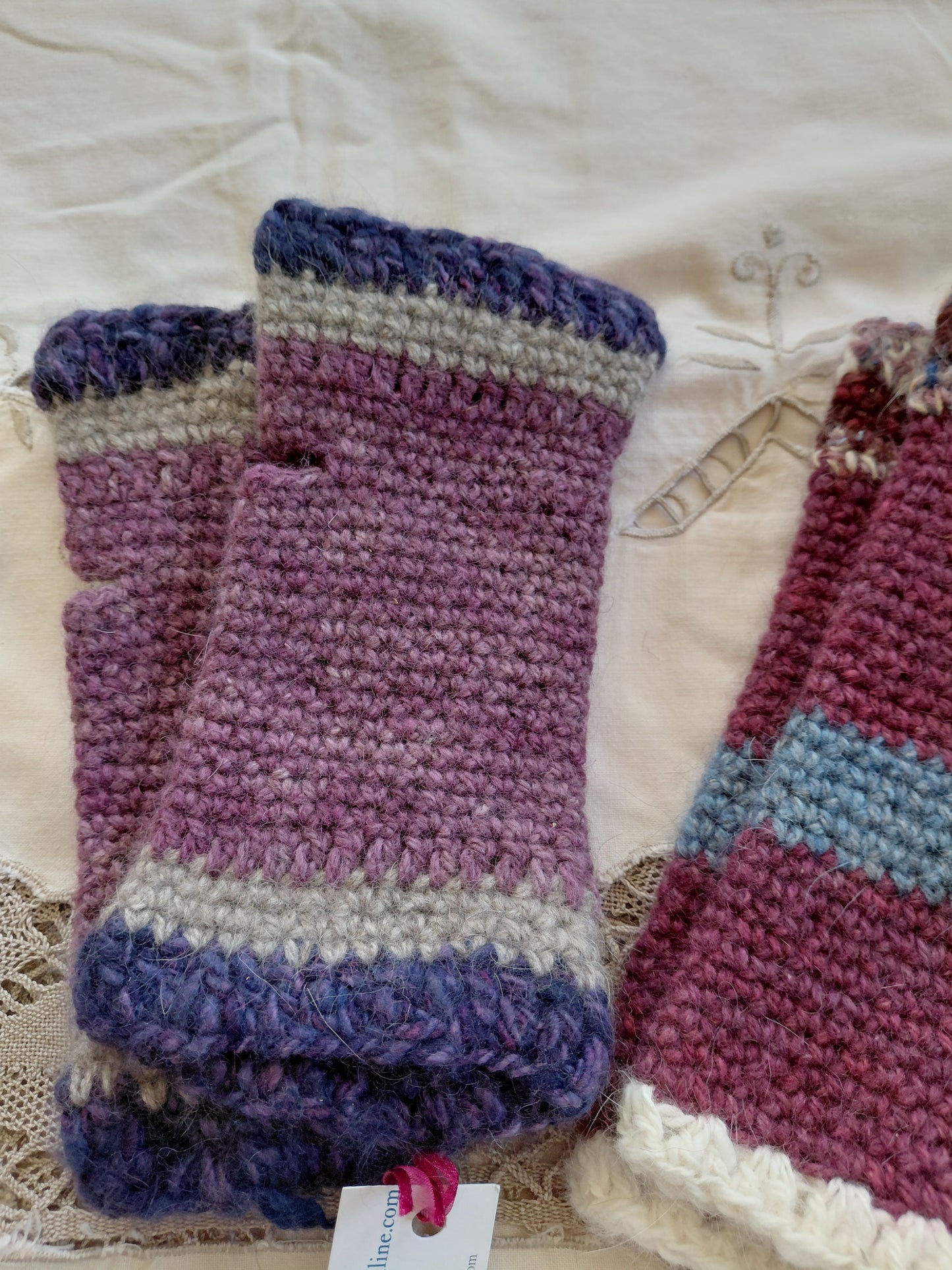 Handcrafted Angora & Wool Blend Fingerless Gloves, Texting Mittens