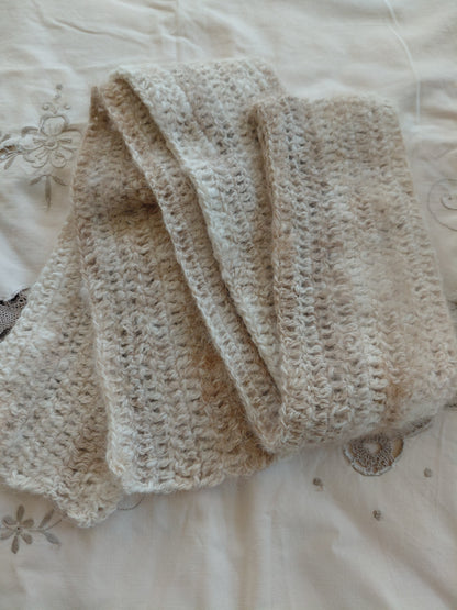 Angora Scarf Crochet 100% Angora Scarf in Natural Oat and fawn