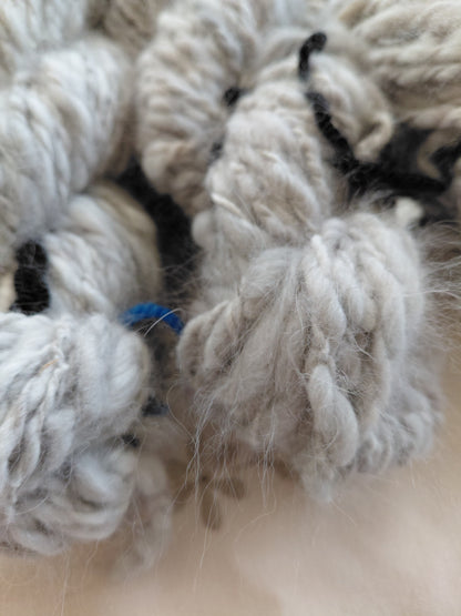 Handspun Natural Lilac Angora Yarn, Thick N Thin, Bulky