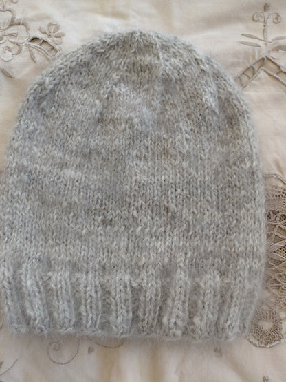 Handspun Natural Lilac Angora Yarn, Thick N Thin, Bulky