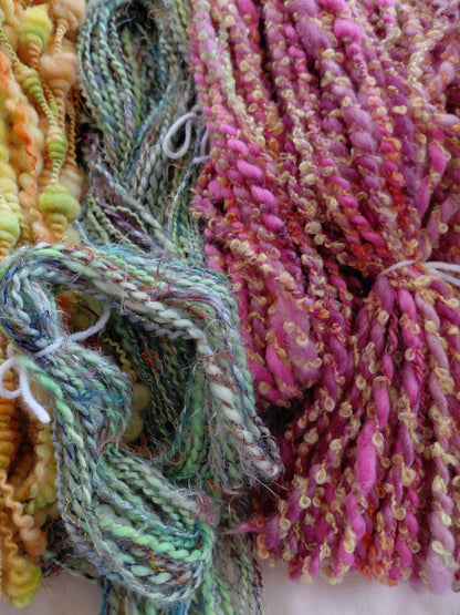 Handspun Hand Dyed Merino Silk Alpaca Yarn - Art Yarn - Super Bulky Weight