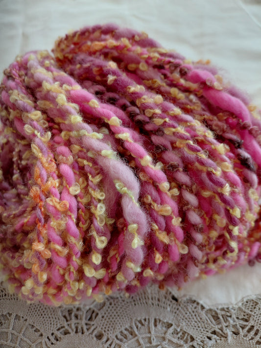 Handspun Hand Dyed Merino Silk Alpaca Yarn - Art Yarn - Super Bulky Weight