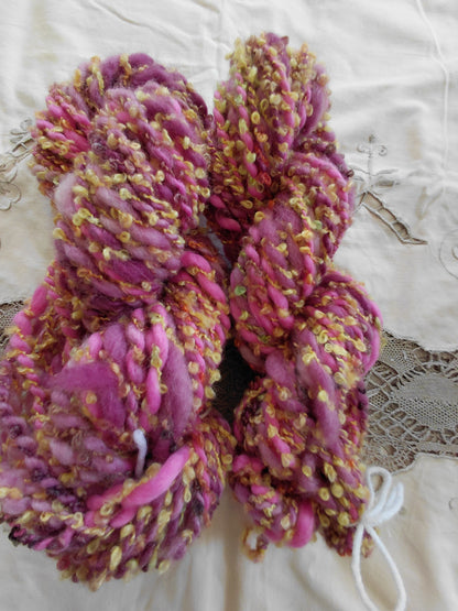 Handspun Hand Dyed Merino Silk Alpaca Yarn - Art Yarn - Super Bulky Weight