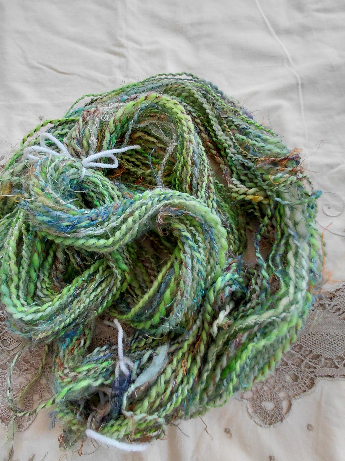 Handspun BFL Wool & Banana Silk Yarn - Forrest Hide Out, Hand Dyed DK Weight