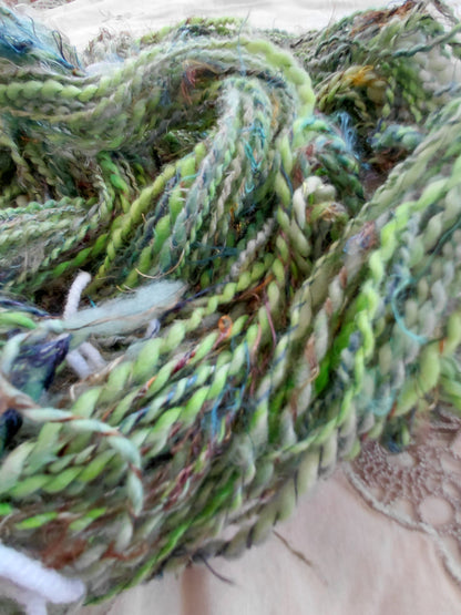 Handspun BFL Wool & Banana Silk Yarn - Forrest Hide Out, Hand Dyed DK Weight