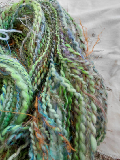 Handspun BFL Wool & Banana Silk Yarn - Forrest Hide Out, Hand Dyed DK Weight