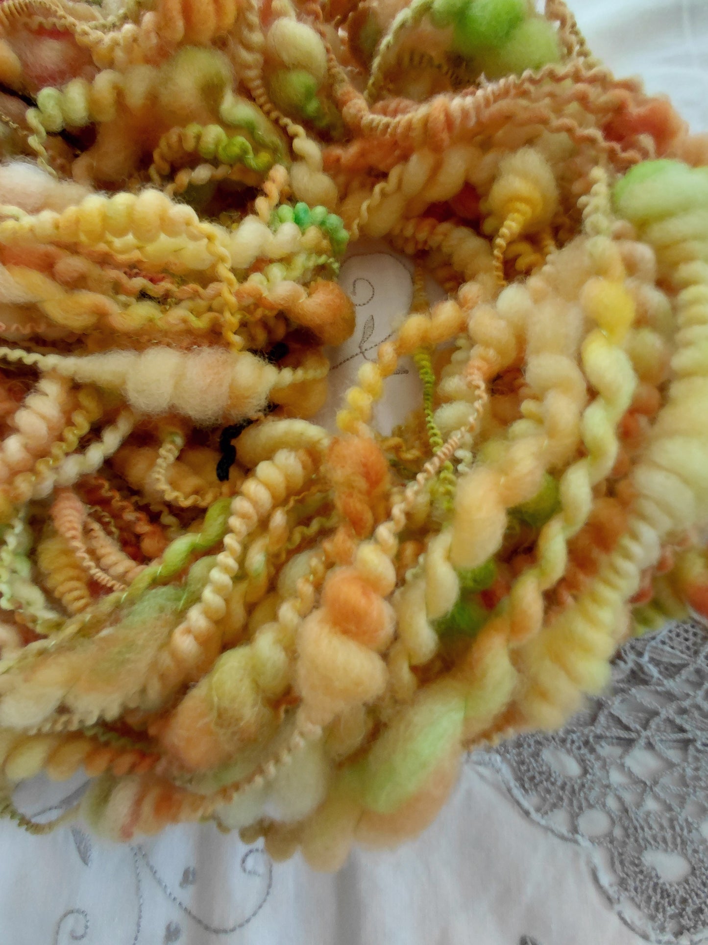 Handspun Hand dyed Art Yarn Coiled/ Spiral Art Yarn 40 yards