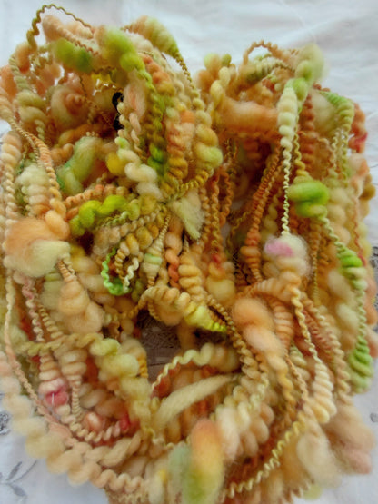 Handspun Hand dyed Art Yarn Coiled/ Spiral Art Yarn 40 yards