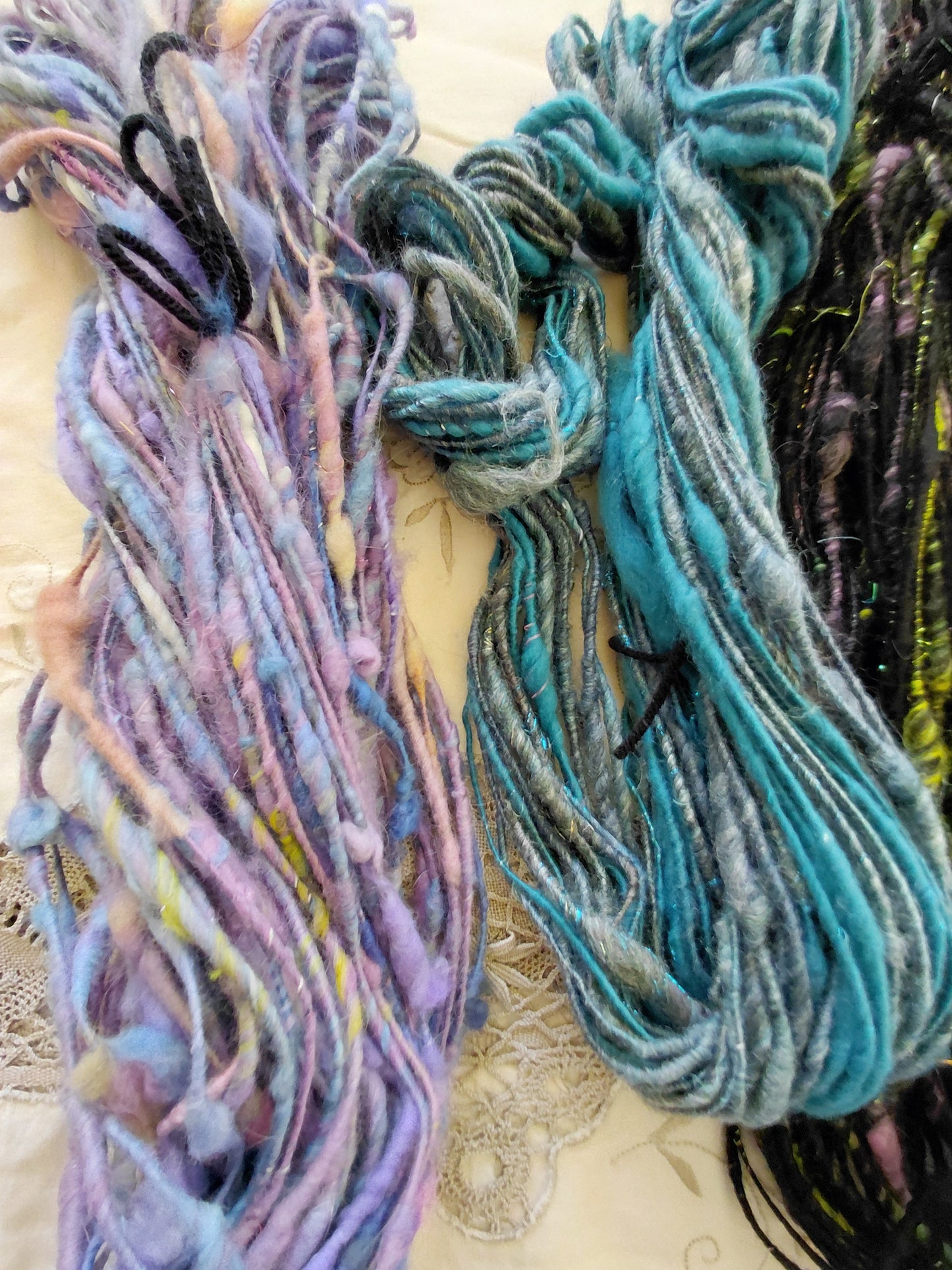 Handspun Angora Merino Art Yarn - Thick N Thin Bulky Weight Corespun - 48 Yards