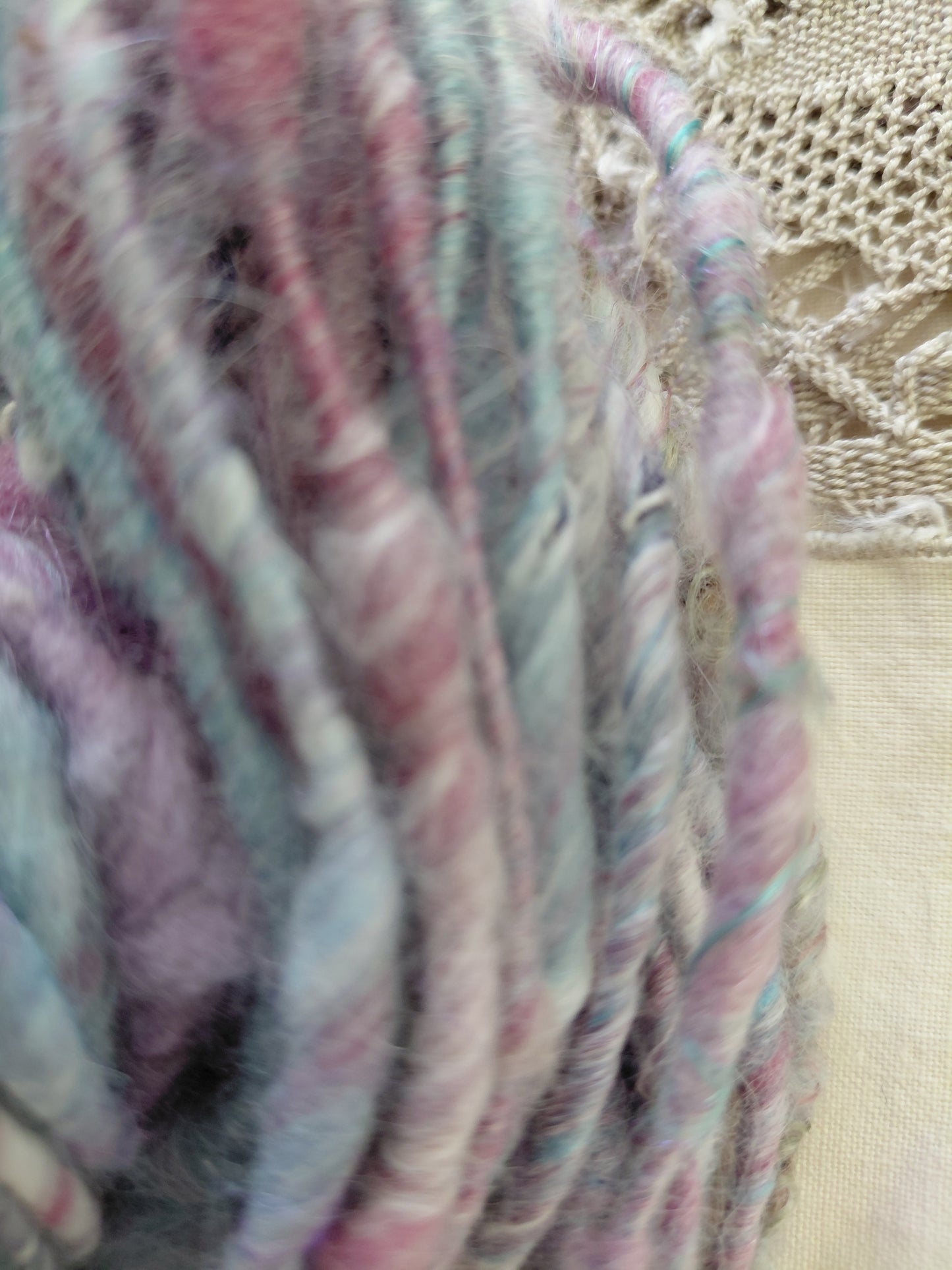 Handspun Angora Merino Art Yarn - Bulky Weight Corespun - 34 Yards