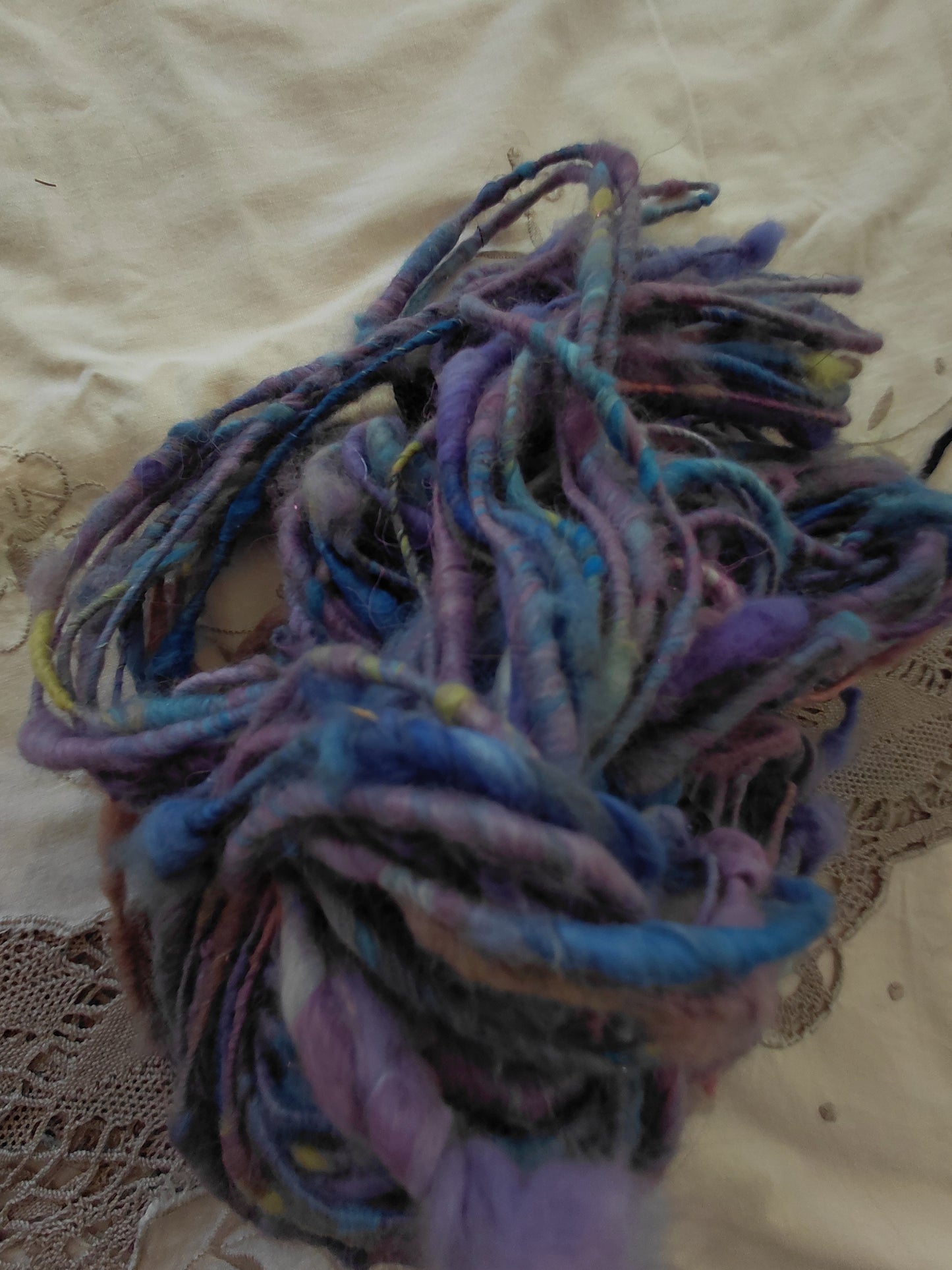 Handspun Angora Merino Art Yarn - Thick N Thin Bulky Weight Corespun - 48 Yards