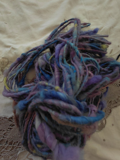 Handspun Angora Merino Art Yarn - Thick N Thin Bulky Weight Corespun - 48 Yards