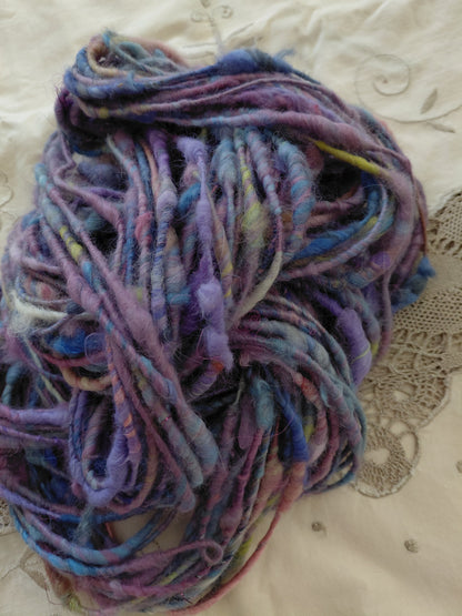Handspun Angora Merino Art Yarn - Thick N Thin Bulky Weight Corespun - 48 Yards