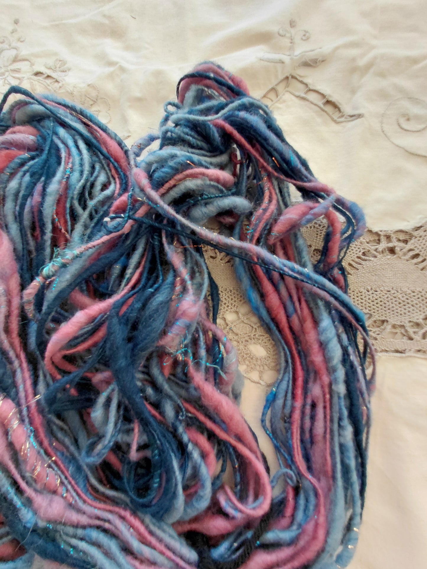 Handspun Corespun Merino Art Yarn - Thick N Thin, Bulky Weight Corespun - 60 Yards