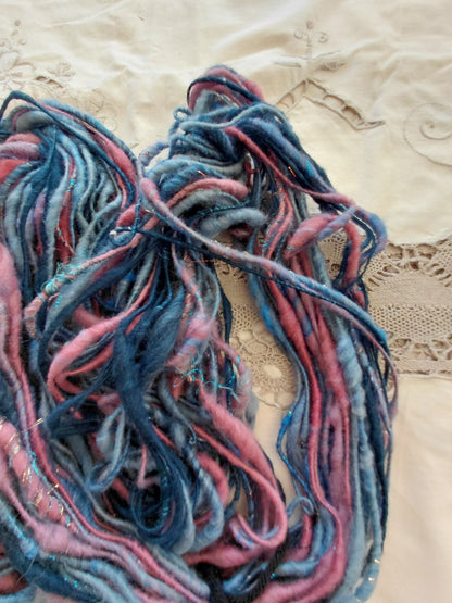 Handspun Corespun Merino Art Yarn - Thick N Thin, Bulky Weight Corespun - 60 Yards